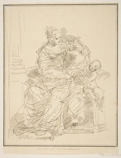 Ülő nő puttóval, 1775. alkotó: Unbekannt