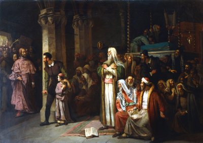 Istentisztelet a zsinagógában a Tóra felolvasása közben, 1868 alkotó: Unbekannt