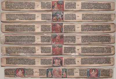 Hét levél a Gandavyuha-sutra kéziratából..., 1000-1100-as évek. alkotó: Unbekannt