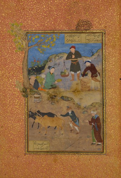 Shaikh Mahneh and the Villager, Folio 49r a Mantiq al-tair Language of the Birds-ből, 1487. alkotó: Unbekannt