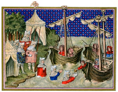 Élelmiszert szállító hajók az angol fogadónak, II. Richard írországi hadjárata, 1399, 1893 alkotó: Unbekannt