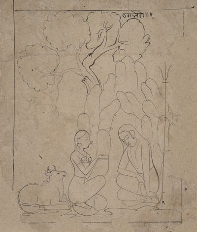 Shiva és Parvati egy hegyi barlangban, kb. 1800. alkotó: Unbekannt