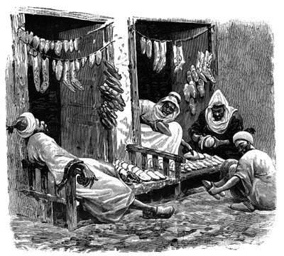 Cipőbolt Fezben, Marokkóban, 1890 alkotó: Unbekannt