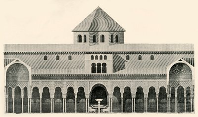 Az Oroszlánok udvarának oldalnézete és a szökőkút, 19. század, 1907. alkotó: Unbekannt