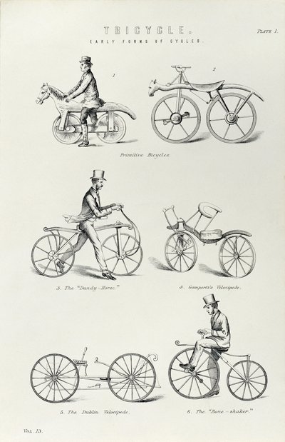A kerékpár hat korai formája, 1870 alkotó: Unbekannt
