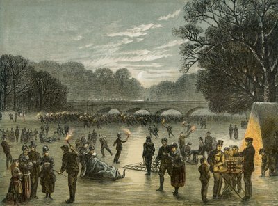 Korcsolyázás a szerpentinen a Hyde Parkban, Londonban, 1850 alkotó: Unbekannt