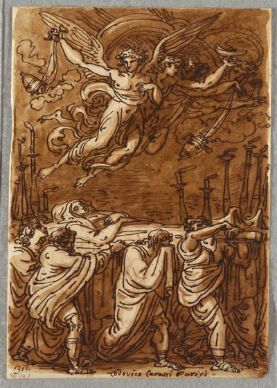 Vázlatfüzet Folio, Az apostolok, akik a Szűz testét viszik a sírhoz, tanulmány Lodovico Carracci után alkotó: Unbekannt