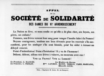 Societe de Solidarite, a Párizsi Kommün francia politikai plakátjaiból, 1871. május alkotó: Unbekannt