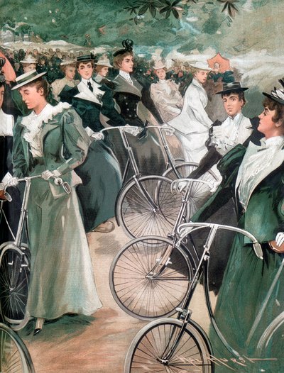 Társasági hölgyek kerékpároznak a londoni Hyde Parkban, 1896 alkotó: Unbekannt