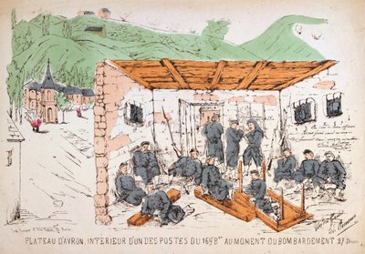 Katonák egy épületben bombázás során, francia-porosz háború, 1870. december alkotó: Unbekannt