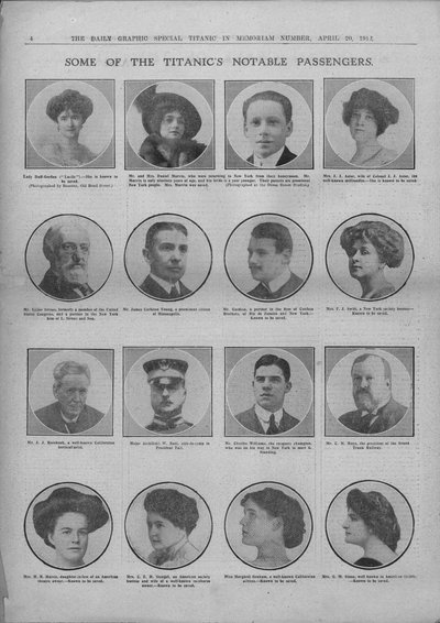 Néhány a Titanic jelentős utasai közül, 1912. április 20. alkotó: Unbekannt
