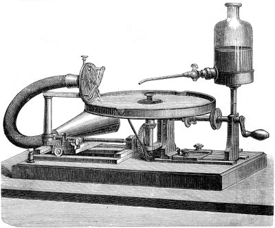Hangrögzítő lemez elektromos motor akkumulátor folyadék, c1880 alkotó: Unbekannt