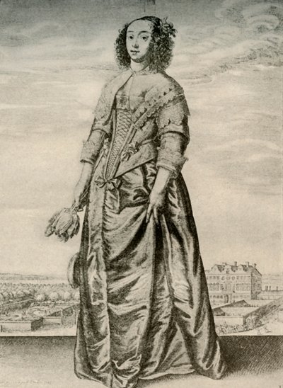 Tavasz - Egy angol hölgy divatos beltéri ruhája, I. Károly uralkodása, 1620-1640, 1937 alkotó: Unbekannt