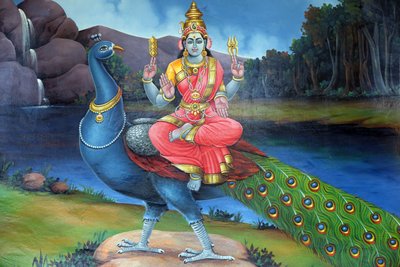 Sri Mariamman hindu templom. Sri Gowmari pávával, Subramanjan szimbólumával. Szingapúr alkotó: Unbekannt