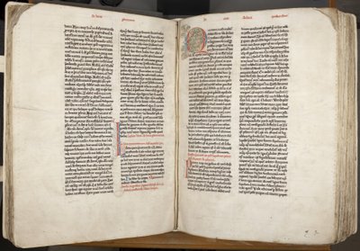 Hippói Szent Ágoston „Opera”, Fol 105 verso 106 recto, 1200 körül (toll és tinta pergamenen) alkotó: Unbekannt