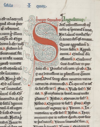 Hippo Szent Ágoston „Opera”, Fol 151 verso, részlet, 1200 körül (toll és tinta pergamenen) alkotó: Unbekannt