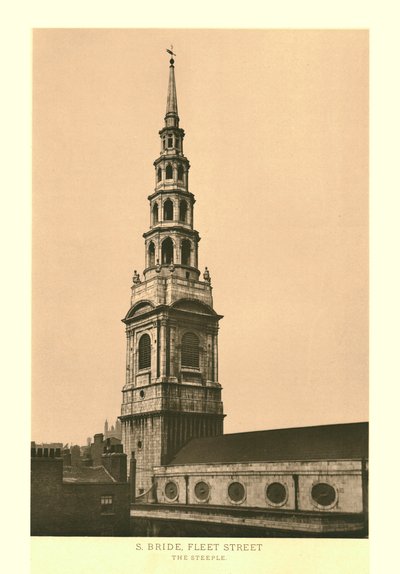 St Bride, Fleet Street, The Steeple, 19. század közepe-vége. alkotó: Unbekannt