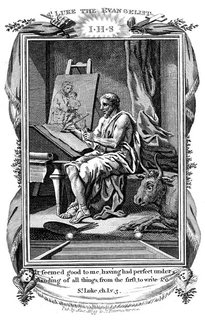Szent Lukács evangélista írja evangéliumát, c1808 alkotó: Unbekannt