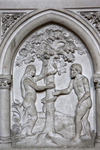Szent Márton katolikus templom, Villers sur Mer, Franciaország. Megkönnyebbülés. Ádám és Éva alkotó: Unbekannt
