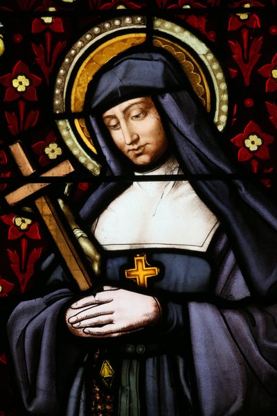 Szent Pál templom. Ólomüveg ablak. Jane Frances de Chantal (Jeanne de Chantal, Jeanne Francoise Fremyot de Rabutin, de Chantal bárónő alkotó: Unbekannt