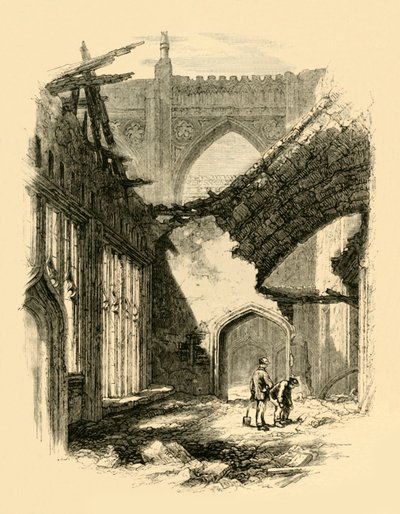 Szent István kápolna. - Belső a tűzvész után, 1881. alkotó: Unbekannt