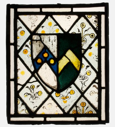 Ólomüveg panel Johnson heraldikai pajzsával, brit, kb. 1500. alkotó: Unbekannt