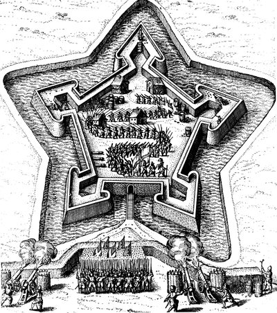 Az ostrom alá kerülő árok által védett Csillagerőd 1617-1619 alkotó: Unbekannt