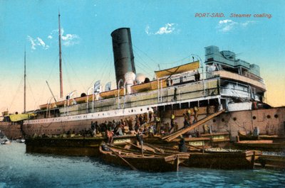 Gőzös széngyártás, Port Said, Egyiptom, XX. század alkotó: Unbekannt