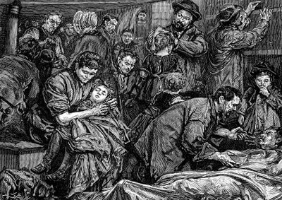 Utasok kormányzása egy atlanti-óceáni gőzösön Amerikába, c1850 alkotó: Unbekannt