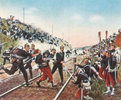A baderiek lerohanták a vasúti töltést Nuitsnál, 1870. december 18-án, 1936. alkotó: Unbekannt