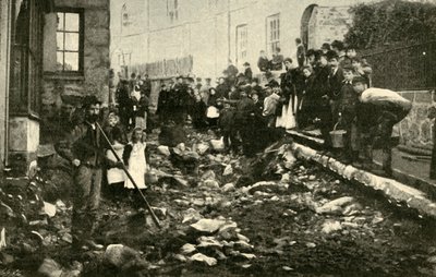 Street St. Ives-ben egy árvízi látogatás után, 1901. alkotó: Unbekannt