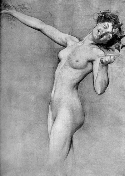 Tanulmány a The Vintage Mornhoz, Herbert James Draper, 1899 alkotó: Unbekannt