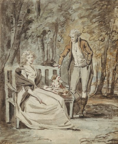 Tanulmány portréhoz: Egy hölgy és egy úriember a parkban, kb. 1780. alkotó: Unbekannt