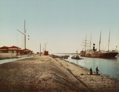 Szuezi-csatorna El Qantaránál, 1900 körül (színes fotokróm) alkotó: Unbekannt