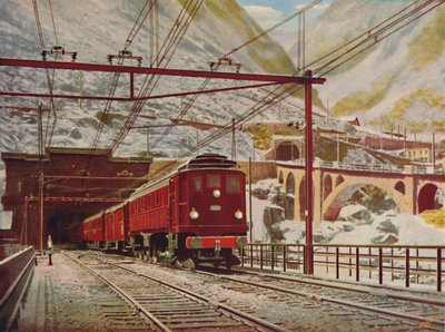 Svájci Expressz elhagyja a Nagy St. Gotthard alagutat, 1926 alkotó: Unbekannt