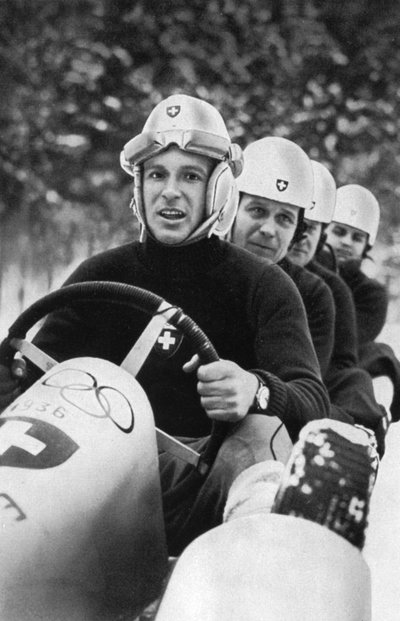Svájci négyes bob csapat, téli olimpiai játékok, Garmisch-Partenkirchen, Németország, 1936 alkotó: Unbekannt