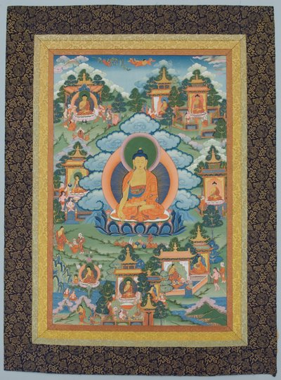 Tangka Buddhával, 19. század. alkotó: Unbekannt