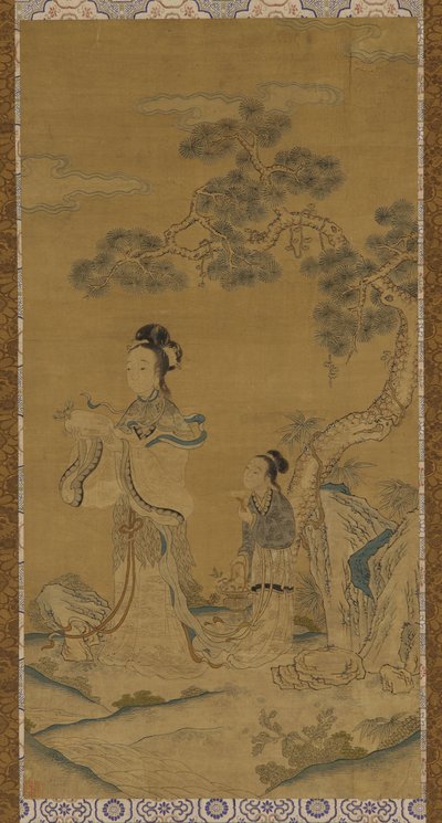 Gobelin: taoista nő, halhatatlan és kísérő egy fenyő alatt, Ming-dinasztia, 1368-1644. alkotó: Unbekannt