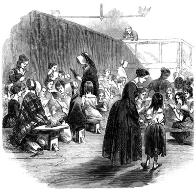 Lányokat tanítani olvasni a Ragged School Union iskolában, Lambeth, London, 1868 alkotó: Unbekannt