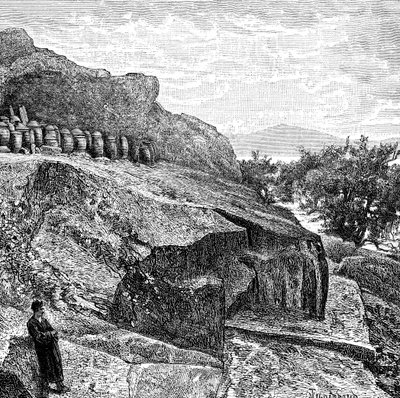 Terasz temetési urnákkal Amoy közelében, 1890 alkotó: Unbekannt