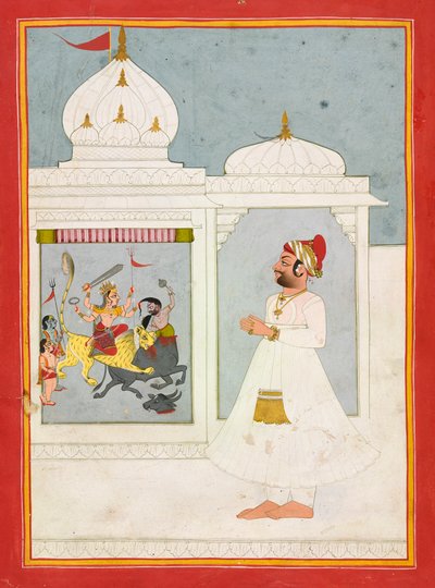 Thakur Ajit Singh az istennőt imádja, 1817-ben. alkotó: Unbekannt