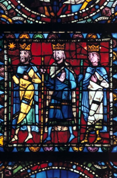 A Mágusok imádása, ólomüveg, Chartres-i katedrális Franciaország, 1145-1155 alkotó: Unbekannt