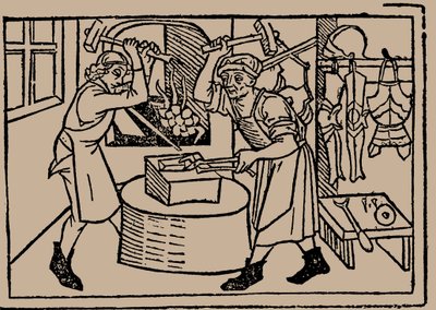 A kovácsművészet. Rodericus Zamorensis Speculum Vitae Humanae-jából, 1479. alkotó: Unbekannt