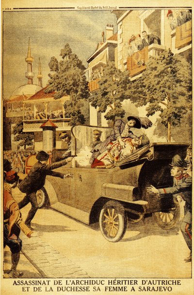 Ferenc Ferdinánd osztrák főherceg és felesége, Zsófia hercegnő meggyilkolása, Gavrilo Pr alkotó: Unbekannt