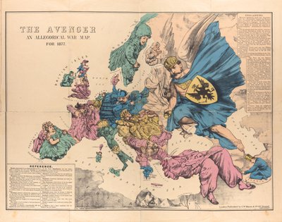 A Bosszúálló: Allegorikus háborús térkép 1877-hez, 1876-1877-hez. alkotó: Unbekannt