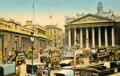 A Bank of England és a Royal Exchange, London, 1910. alkotó: Unbekannt