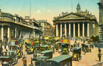A Bank of England és a Royal Exchange, London, 1910. alkotó: Unbekannt