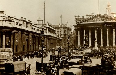 A Bank of England és a Royal Exchange, London, 1910. alkotó: Unbekannt