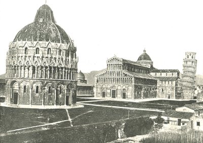 Keresztelőkápolna, katedrális és ferde torony, Pisa, Olaszország, 1895. alkotó: Unbekannt