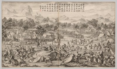 Az Elei Zhalatu-i csata: A lázadások leverésének csatajeleneteiből...c. 1765-1774. alkotó: Unbekannt